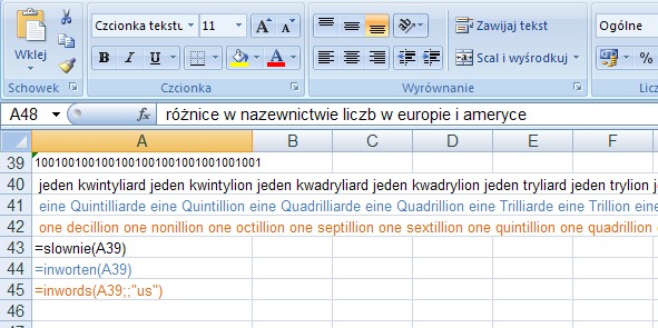 przykad 5 - kwota sownie po niemiecku - formua w Excel