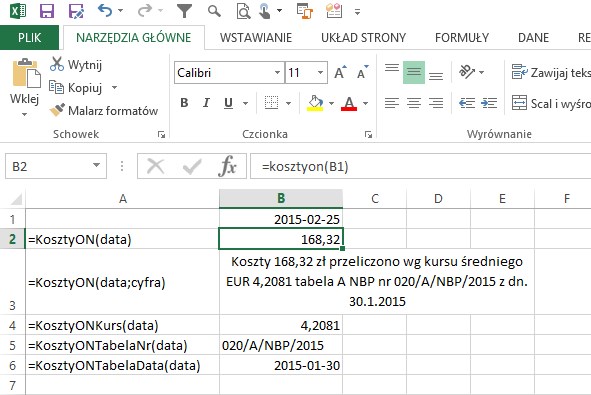 przykad 1 - przysugujca rekompensata kosztw odzyskania nalenoci - obliczanie w Excel